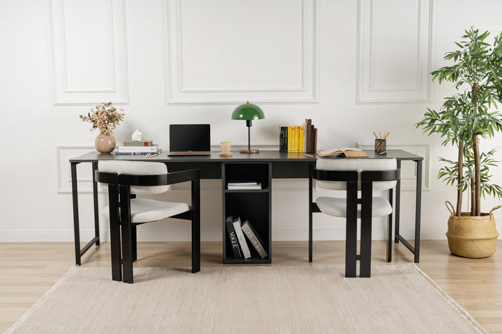 Íróasztal Twin Study Desk - Antracit, Fekete-VASBÚTOR
