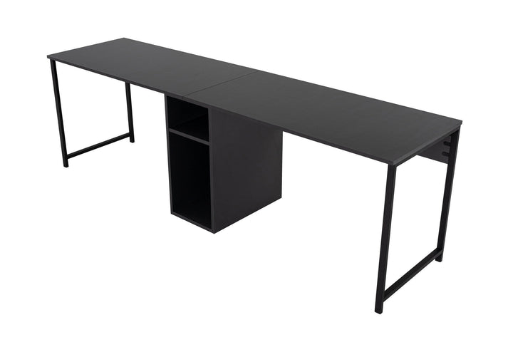 Íróasztal Twin Study Desk - Antracit, Fekete-VASBÚTOR
