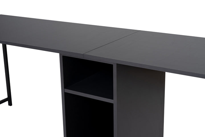 Íróasztal Twin Study Desk - Antracit, Fekete-VASBÚTOR