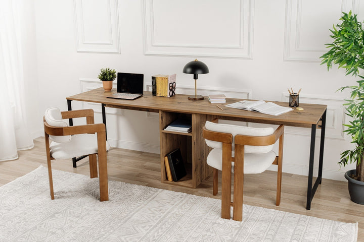 Íróasztal Twin Study Desk - Atlantic Pine, Fekete-VASBÚTOR