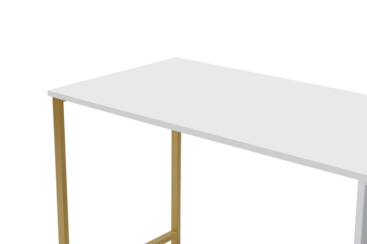 Íróasztal Twin Study Desk - Fehér, Arany-VASBÚTOR