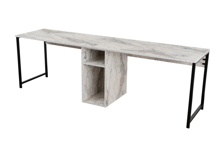 Íróasztal Twin Study Desk - Freesia Marble, Fekete-VASBÚTOR