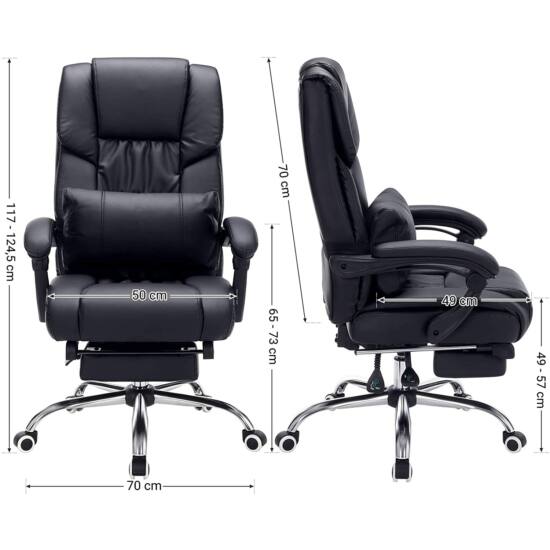 Irodai fotel Összecsukható lábtartóval, állítható háttámlával-VASBÚTOR