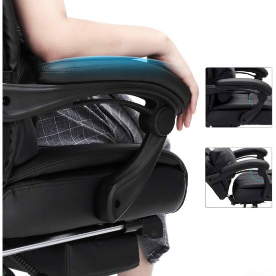 Irodai fotel Összecsukható lábtartóval, állítható háttámlával-VASBÚTOR