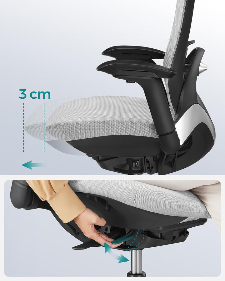Irodai szék, ergonomikus állítható vászon szék, dönthető háttámlával, szürke-VASBÚTOR