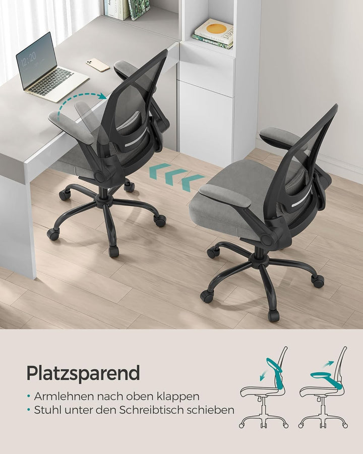 Irodai szék, ergonomikus, hálós forgószék, szürke-VASBÚTOR