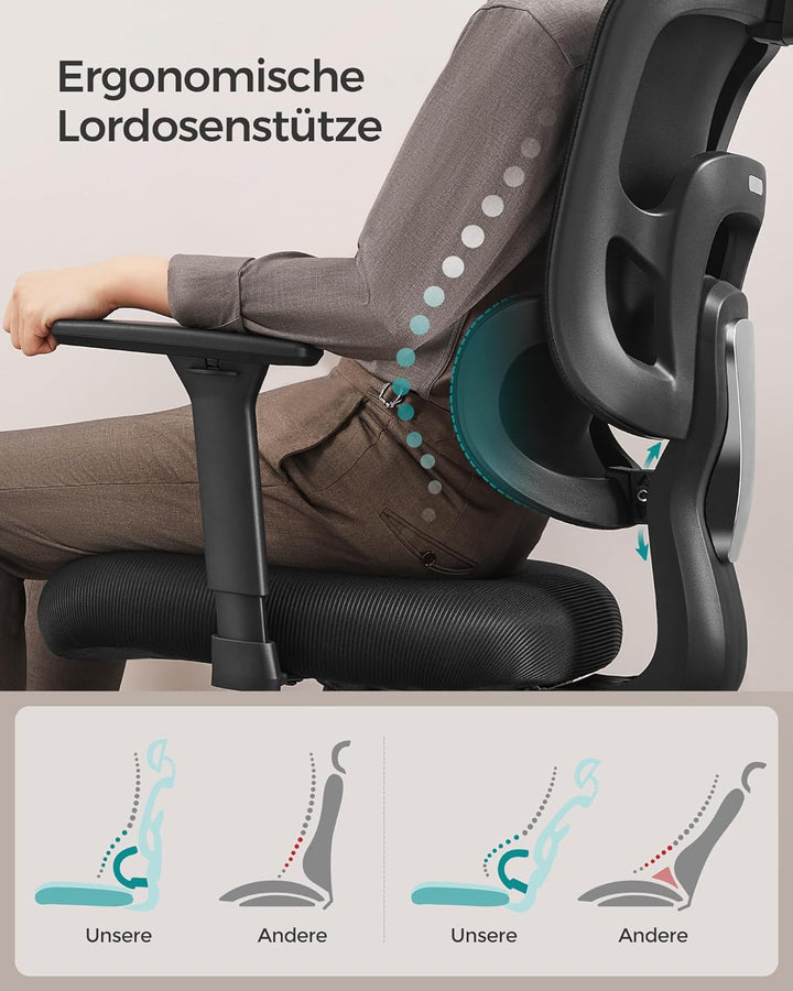 Irodai szék, ergonomikus szék magas háttámlával, fekete-VASBÚTOR