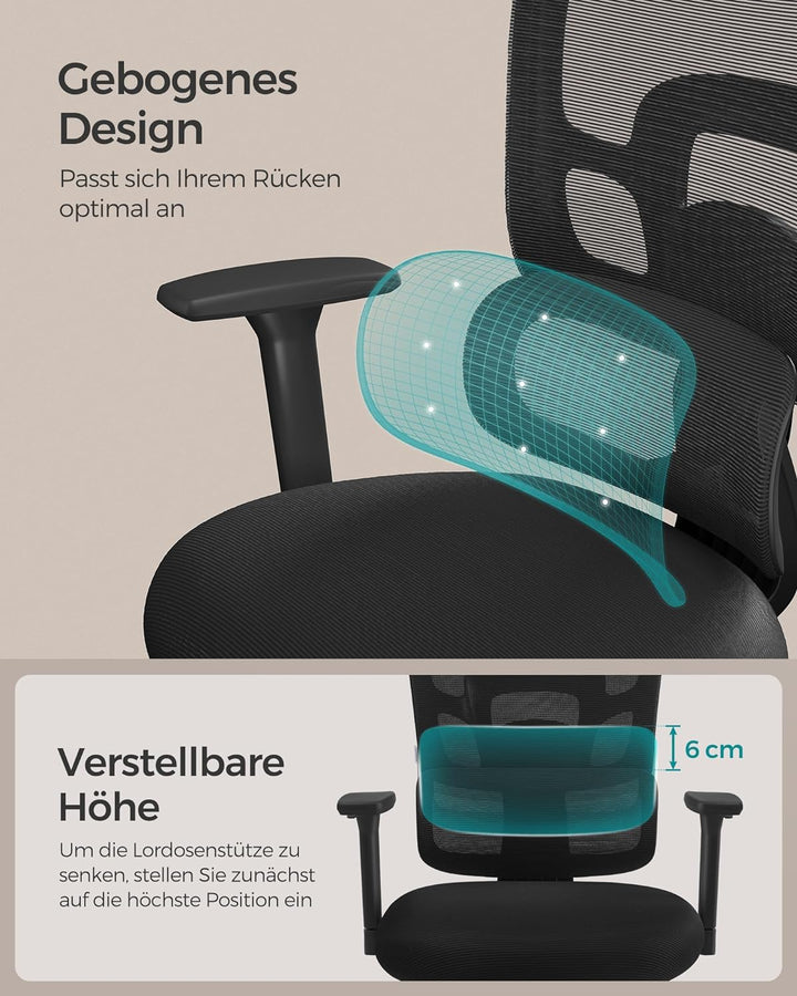 Irodai szék, ergonomikus szék magas háttámlával, fekete-VASBÚTOR