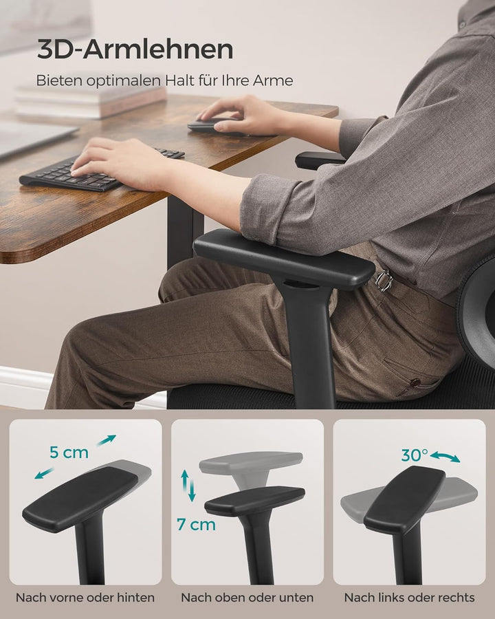 Irodai szék, ergonomikus szék magas háttámlával, fekete-VASBÚTOR
