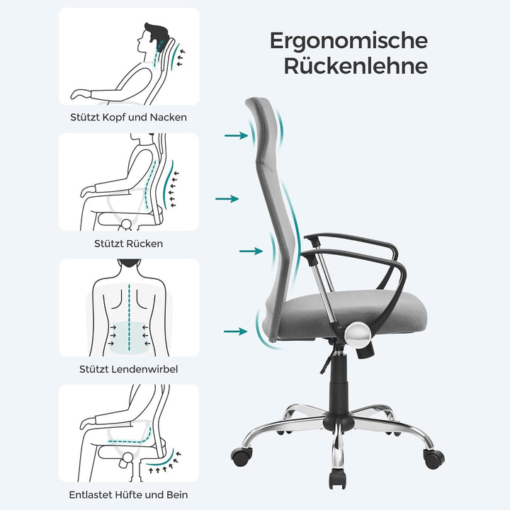 Irodai szék, ergonomikus szék párnázott üléssel, szürke-VASBÚTOR
