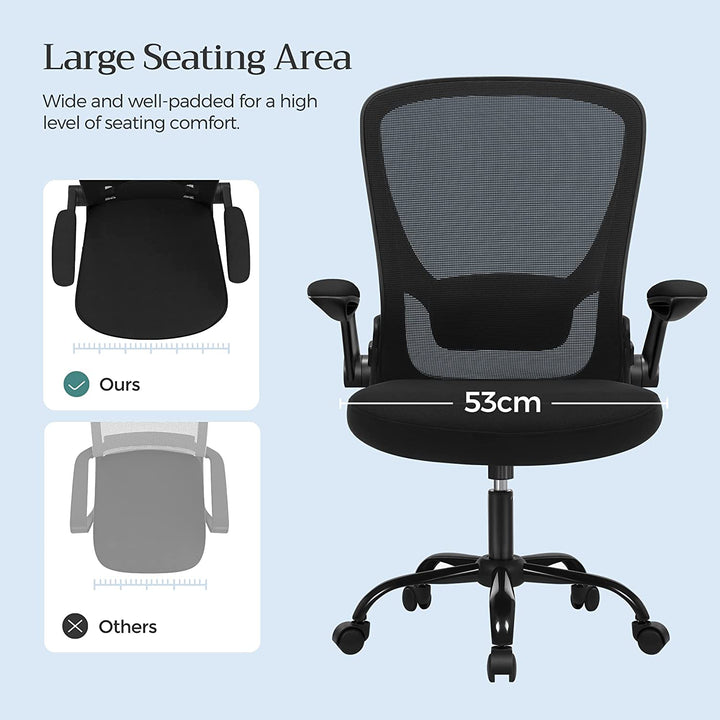 Irodai szék összecsukható karfákkal, ergonomikus számítógépes szék, fekete-VASBÚTOR