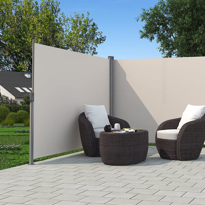 Kétoldali napellenző, kihúzható, 1,8 x 6 m (H x M), bézs-VASBÚTOR