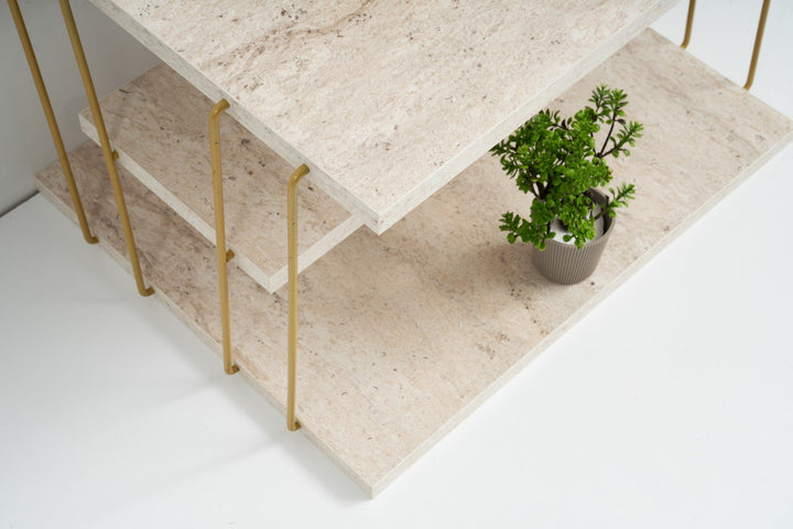 Kis asztal Lifon - Arany, Travertine-VASBÚTOR