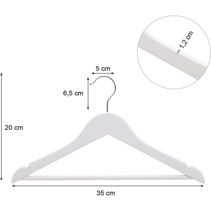Kis méretű vállfa 35 cm, Gyermek ruhaakasztók, 20 db-os csomag, fehér-VASBÚTOR
