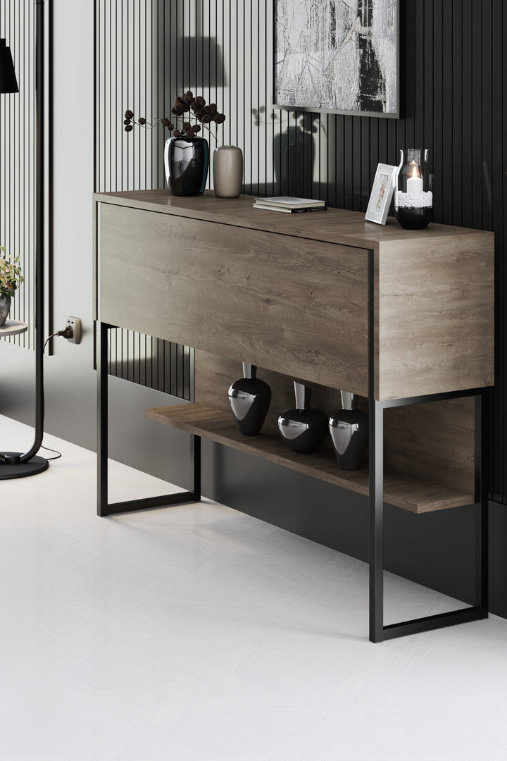 Komód Luxe - Black, Walnut-VASBÚTOR