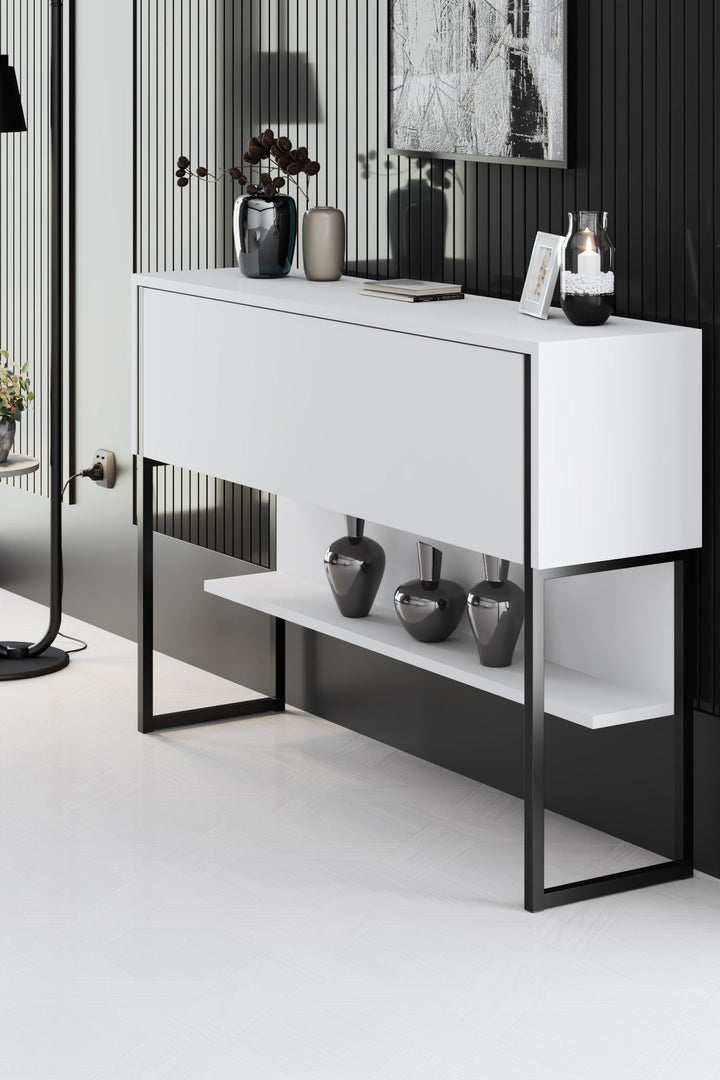 Komód Luxe - Black, White-VASBÚTOR