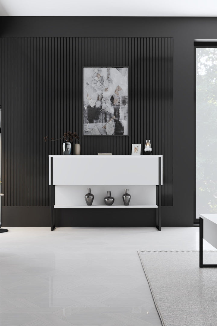 Komód Luxe - Black, White-VASBÚTOR