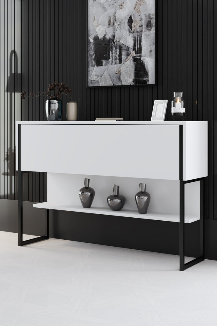 Komód Luxe - Black, White-VASBÚTOR