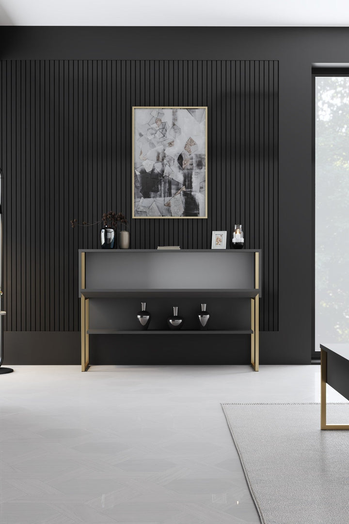 Komód Luxe - Gold, Anthracite-VASBÚTOR