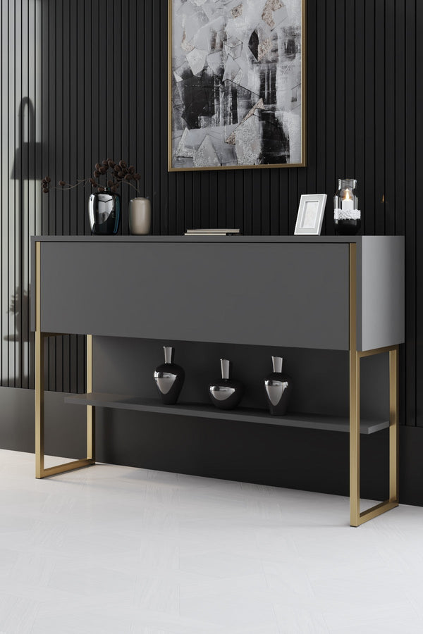 Komód Luxe - Gold, Anthracite-VASBÚTOR