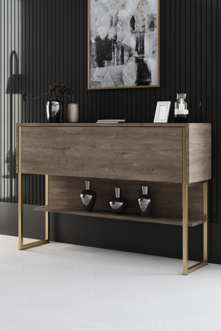 Komód Luxe - Gold, Walnut-VASBÚTOR