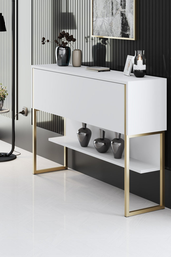 Komód Luxe - Gold, White-VASBÚTOR