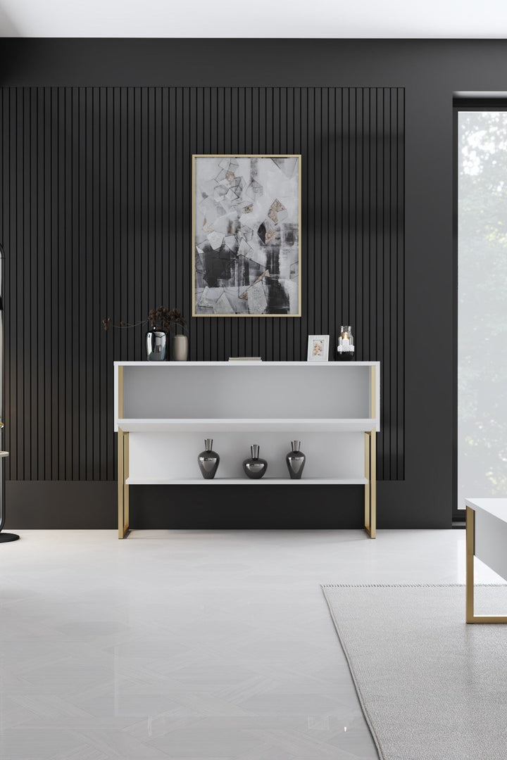Komód Luxe - Gold, White-VASBÚTOR