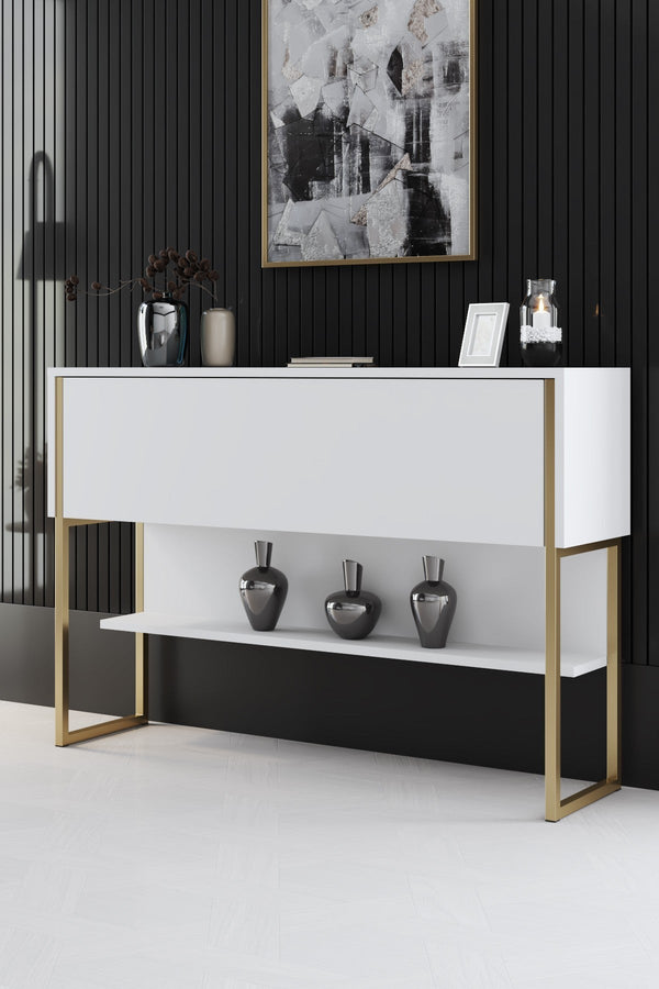 Komód Luxe - Gold, White-VASBÚTOR