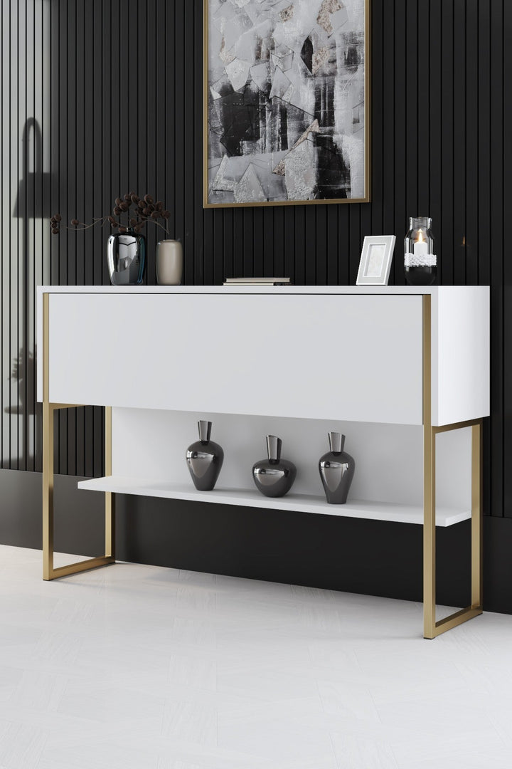 Komód Luxe - Gold, White-VASBÚTOR