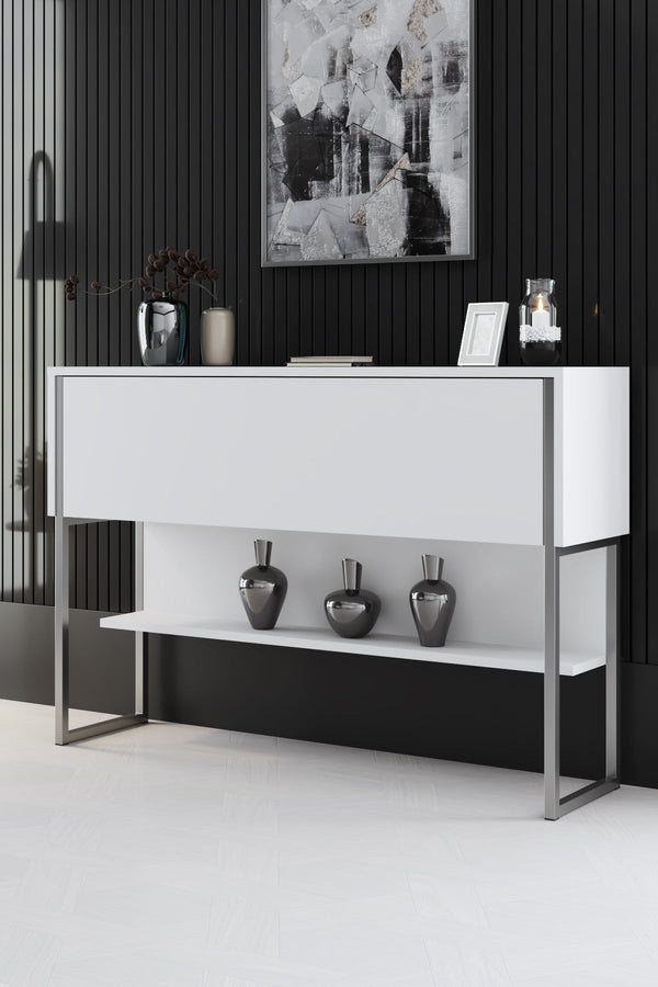 Komód Luxe - Silver, White-VASBÚTOR