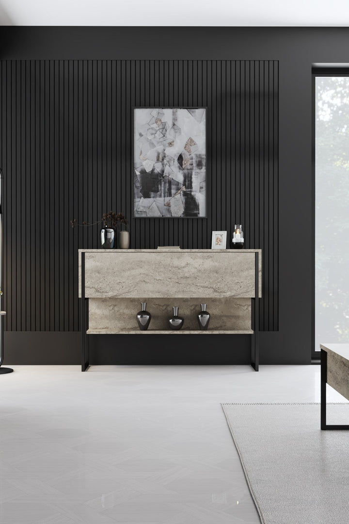 Komód Luxe - Travertine, Black-VASBÚTOR