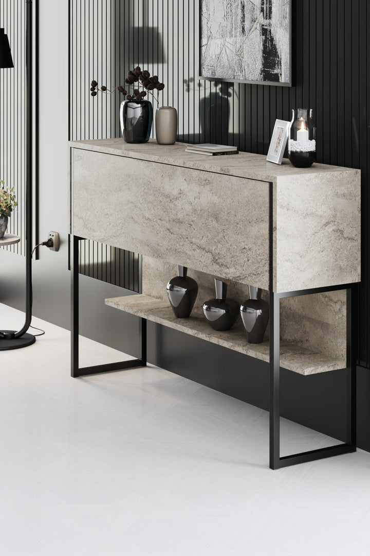 Komód Luxe - Travertine, Black-VASBÚTOR