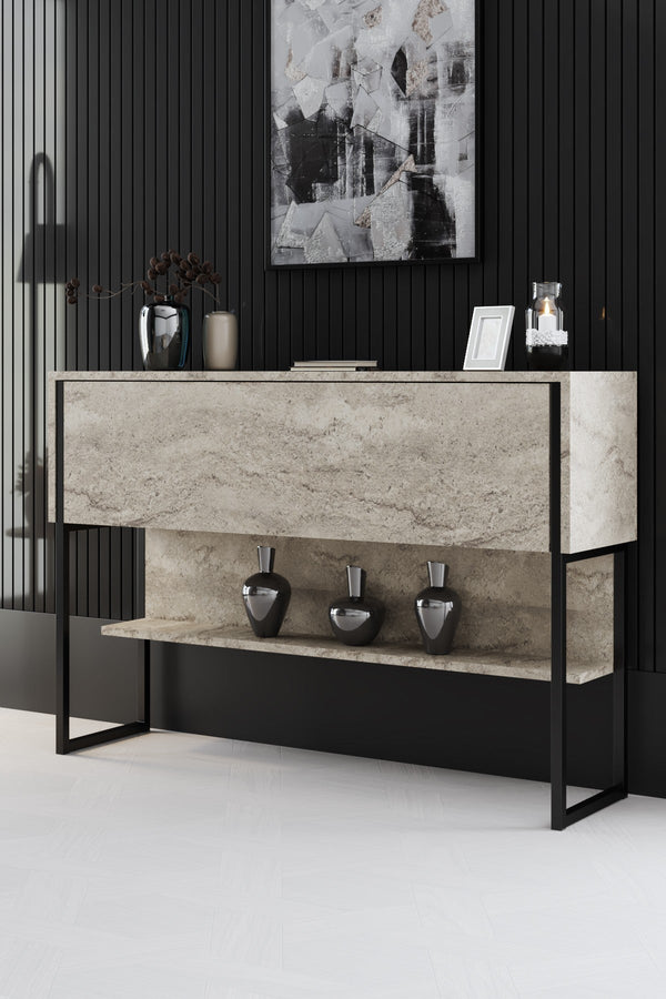 Komód Luxe - Travertine, Black-VASBÚTOR