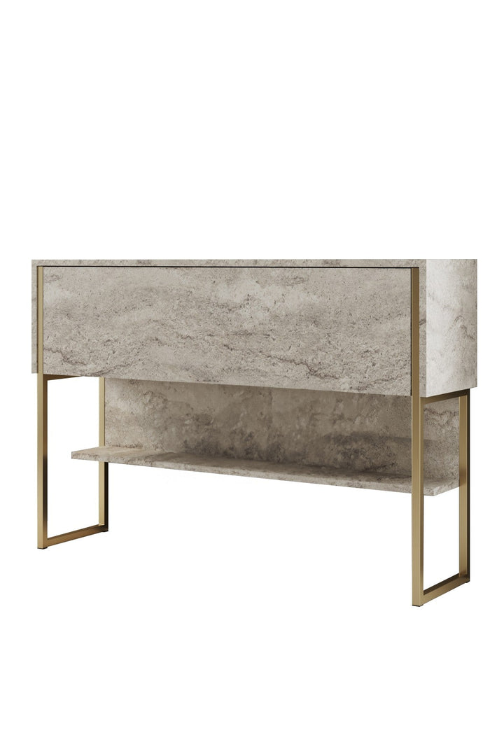 Komód Luxe - Travertine, Gold-VASBÚTOR