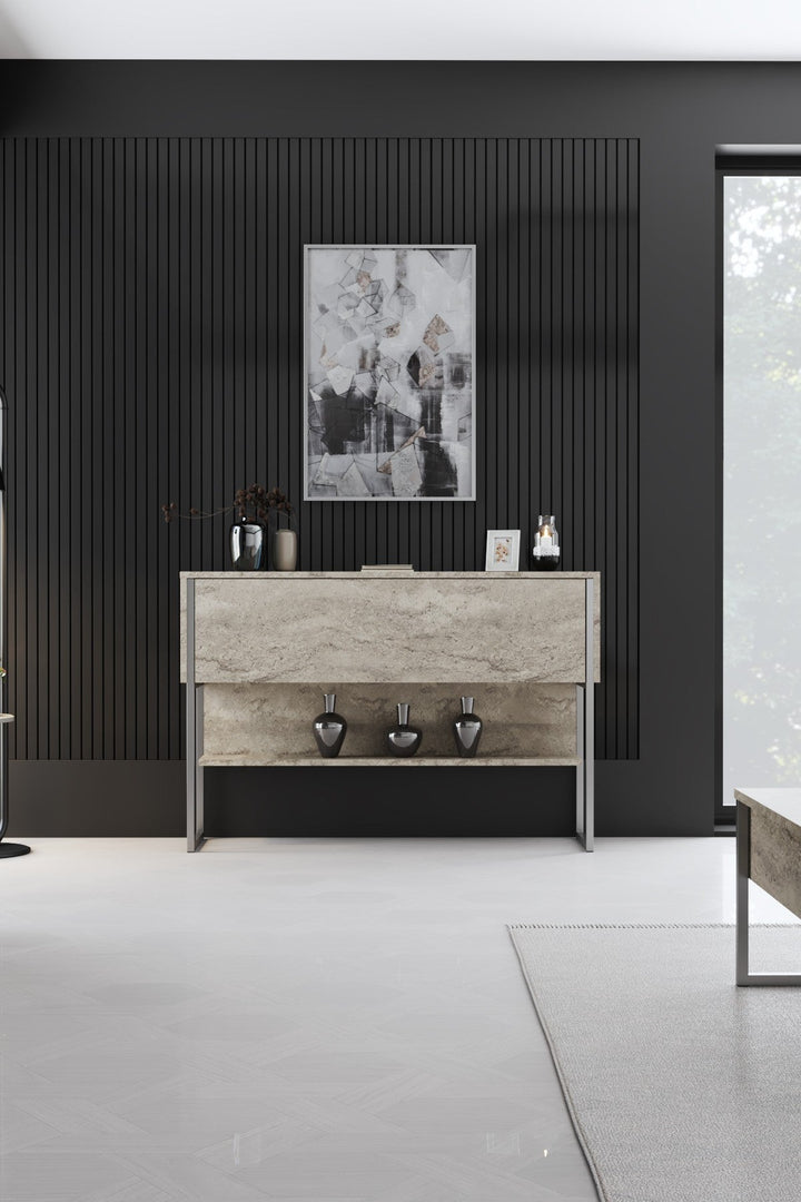 Komód Luxe - Travertine, Silver-VASBÚTOR