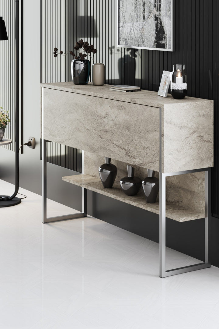 Komód Luxe - Travertine, Silver-VASBÚTOR