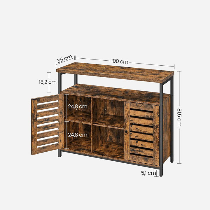 Konyhai tárolószekrény, Padlón szekrény 100 x 35 x 81.5 cm rusztikus barna és fekete-VASBÚTOR