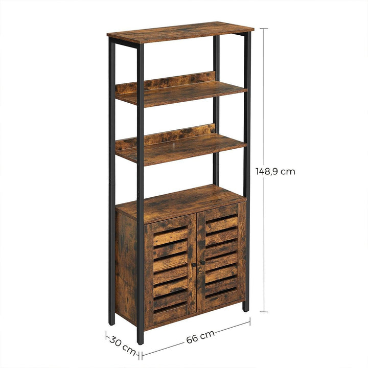 Könyvespolc, tároló szekrény lamellás ajtókkal 66 x 148,9 x 30 cm-VASBÚTOR