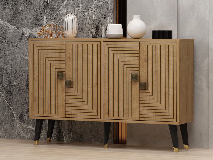 Konzolasztal Ahart - Sapphire Oak, Arany-VASBÚTOR