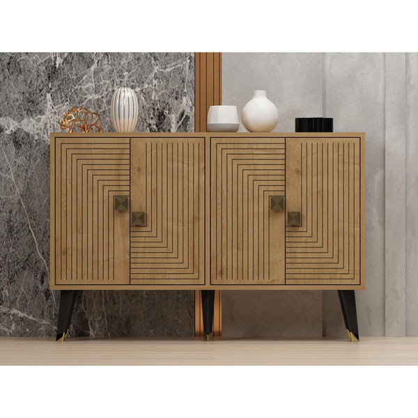 Konzolasztal Ahart - Sapphire Oak, Arany-VASBÚTOR