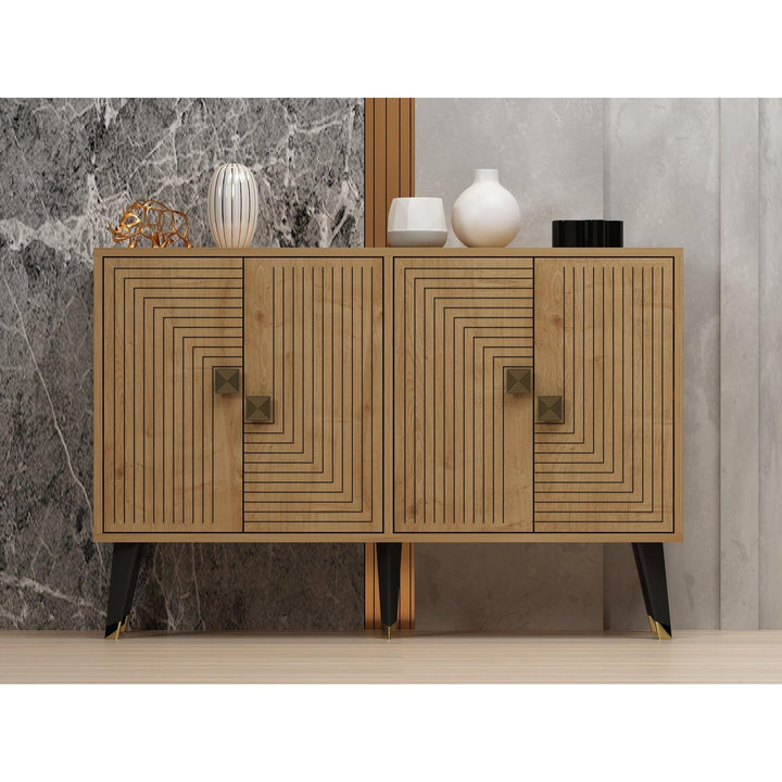 Konzolasztal Ahart - Sapphire Oak, Arany-VASBÚTOR