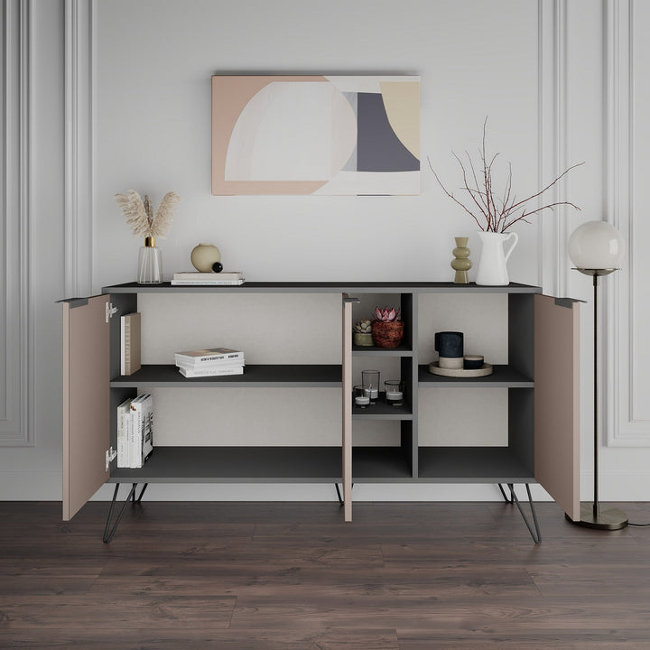 Konzolasztal Clara Console - Antracit, Light Mocha-VASBÚTOR