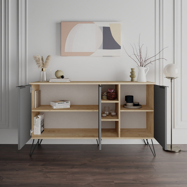 Konzolasztal Clara Console - Oak, Antracit-VASBÚTOR