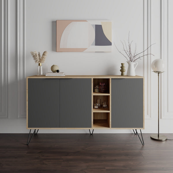 Konzolasztal Clara Console - Oak, Antracit-VASBÚTOR