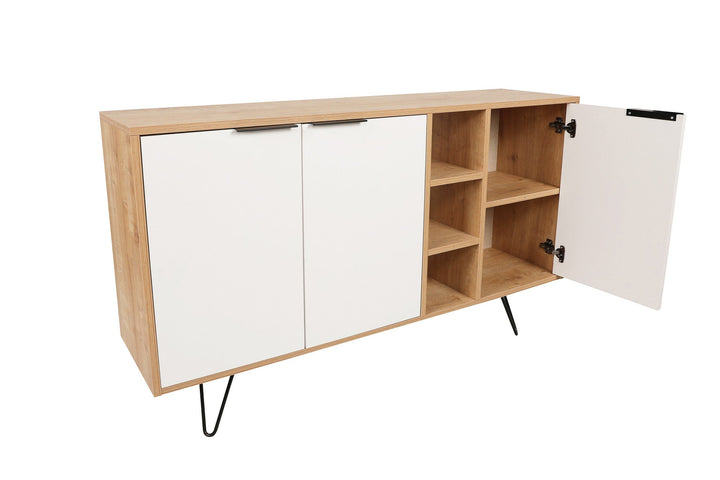 Konzolasztal Clara Console - Oak, Fehér-VASBÚTOR
