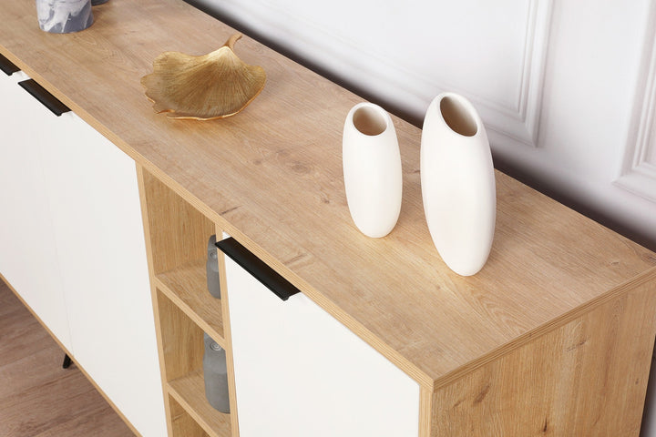 Konzolasztal Clara Console - Oak, Fehér-VASBÚTOR