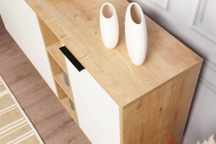 Konzolasztal Clara Console - Oak, Fehér-VASBÚTOR