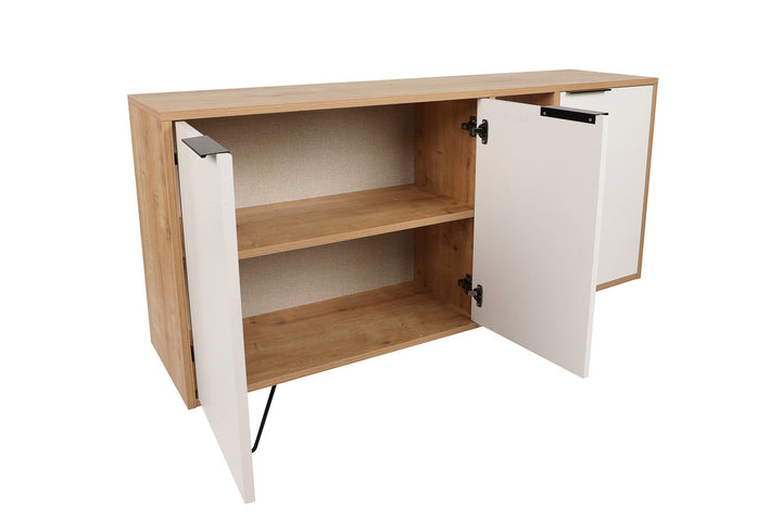 Konzolasztal Clara Console - Oak, Fehér-VASBÚTOR