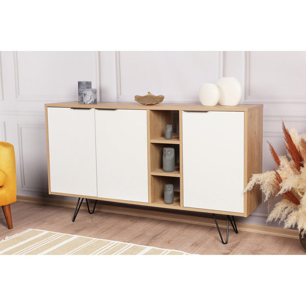 Konzolasztal Clara Console - Oak, Fehér-VASBÚTOR
