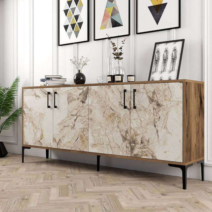Konzolasztal Kiev - Diós, Fehér Marble-VASBÚTOR